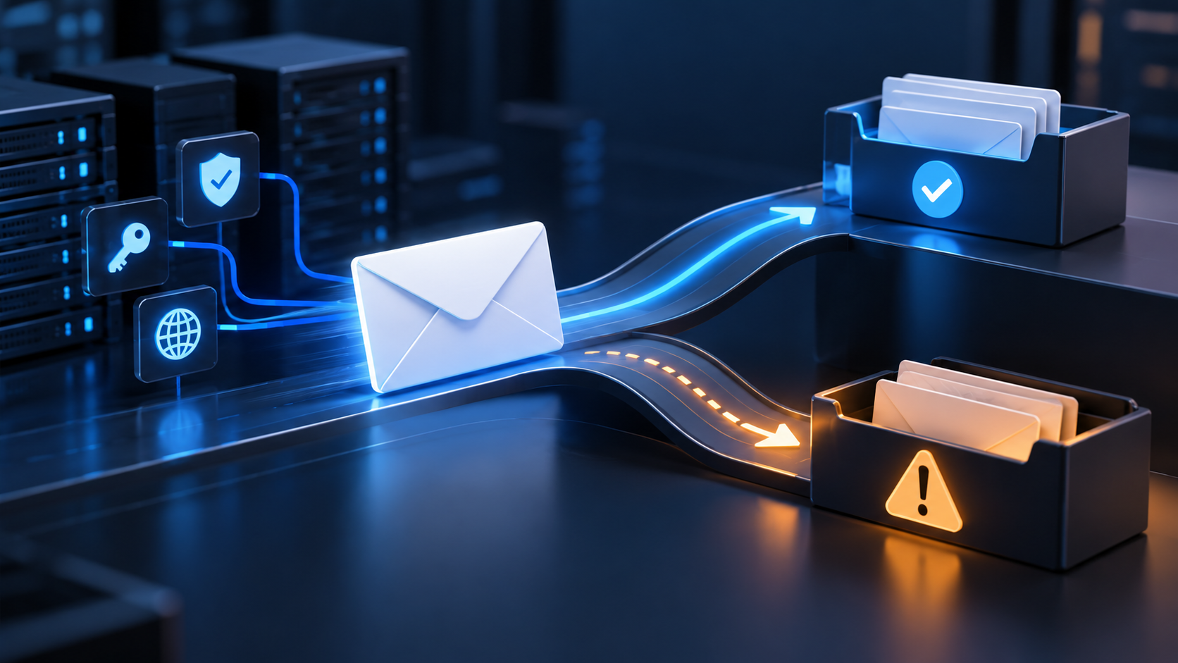 Ilustrație despre rutarea unui email Clubtide către Inbox sau Spam