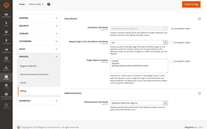 Magazin privat: autentificare obligatorie pentru un website, cu pagini publice configurabile.
